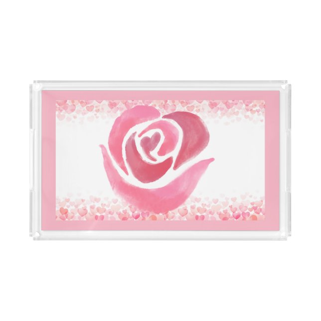 Pink Rose Vanity Tray – Elegant Floral Organizer" (Front)