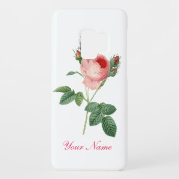 Pink Rose Vintage Botanical Illustration Case-mate Samsung Galaxy S9 Case by YANKAdesigns at Zazzle