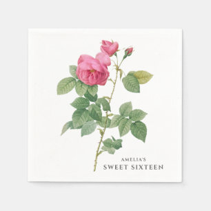 Pink rose Vintage Botanical Napkins