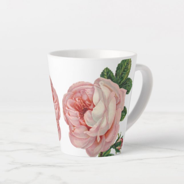 Pink Rose Vintage Design  Latte Mug (Right Angle)