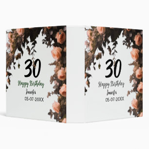 Pink rose vintage flower modern 30th birthday 3 ring binder