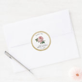 Pink Rose Vintage Gold Bridal Shower Thank You Classic Round Sticker (Envelope)
