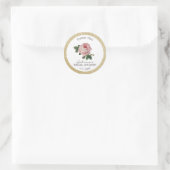 Pink Rose Vintage Gold Bridal Shower Thank You Classic Round Sticker (Bag)