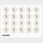 Pink Rose Vintage Gold Bridal Shower Thank You Classic Round Sticker (Sheet)
