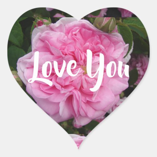 Pink Rose Vintage Retro flowers floral Love Heart Sticker