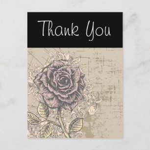 Pink Rose Vintage Retro Grunge Floral Postcard