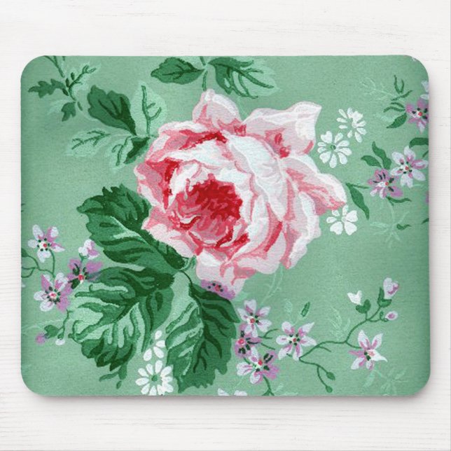Pink Rose Vintage Wallpaper Mousepad (Front)