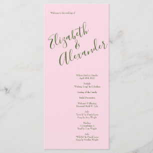 Pink Rose Vintage Wedding Menu