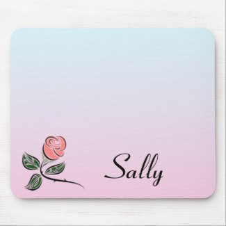 Pink Rose w/Pink and Blue Gradient Colors Mouse Pad