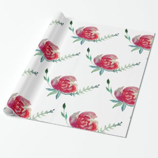Pink Rose Watercolor Art  Wrapping Paper