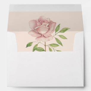Pink Rose Watercolor Elegant Personalized Envelope