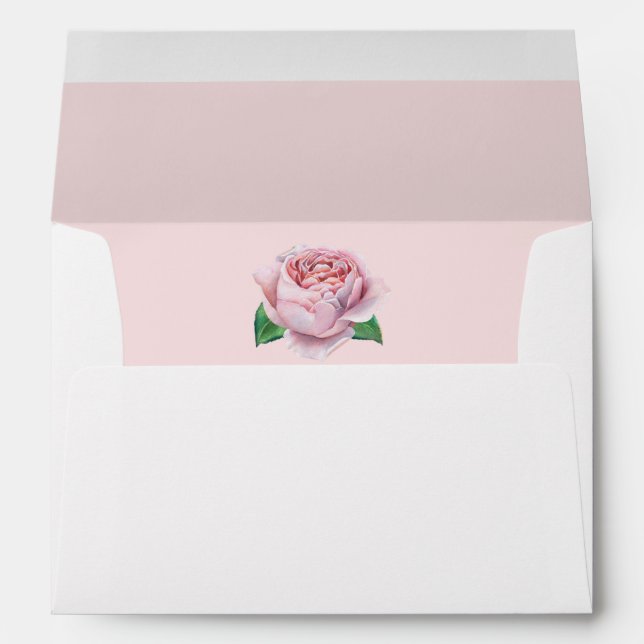 Pink Rose Watercolor Envelope (Back (Bottom))