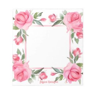Pink Rose Watercolor for Valentine's Day Notepad