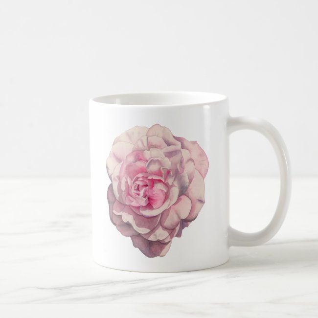 Pink Rose Watercolor Illustration Coffee Mug