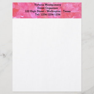 Pink Rose Watercolor Letterhead