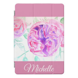 Pink Rose Watercolor Lilac Pink Girls iPad Pro Cover