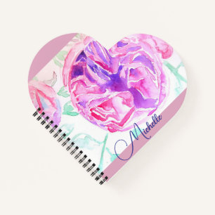 Pink Rose Watercolor Lilac Pink Girls Notebook