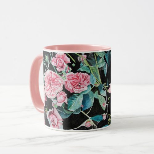 Pink Rose Watercolor Mug