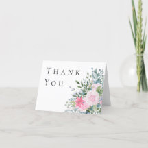 Pink Rose Watercolor Thank You Card