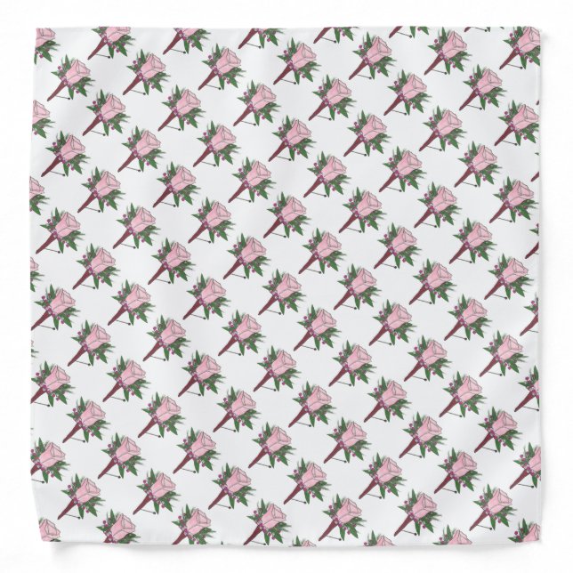 Pink Rose Wedding Boutonniere Floral Groom Bandana (Front)