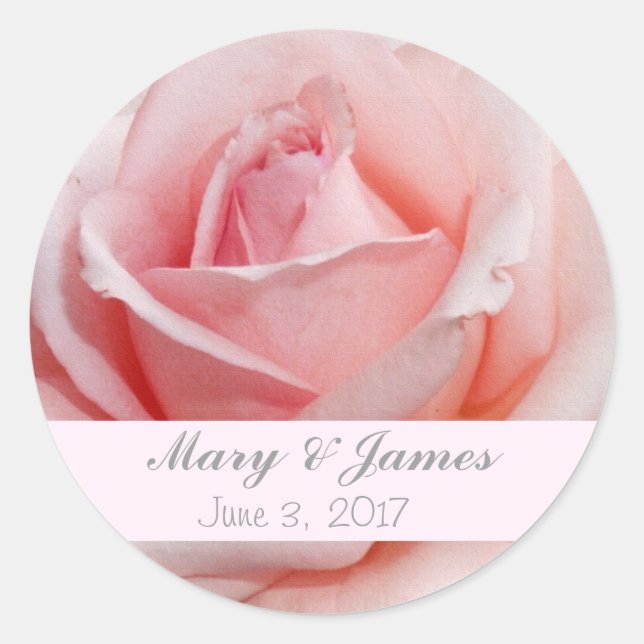 Pink Rose Wedding Envelope Seal Sticker Template (Front)
