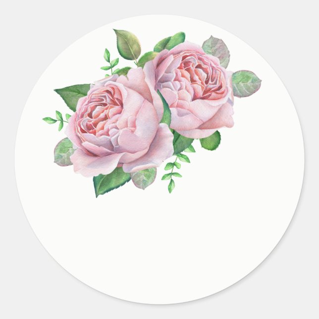 Pink Rose Wedding Favor Stickers (Front)