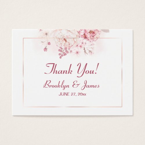 Pink Rose Wedding Favor Tags Business Cards