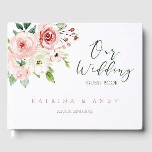 Pink Rose Wedding Guest Book