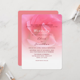 Pink Rose Wedding Invitation