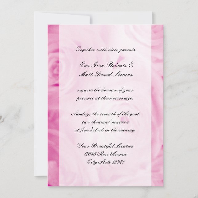 Pink rose wedding invitations (Front)
