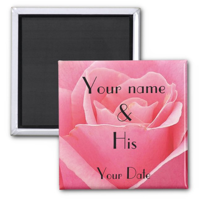 Pink Rose Wedding Magnet (Front)