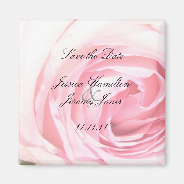 Pink Rose Wedding Magnet Favors (Front)