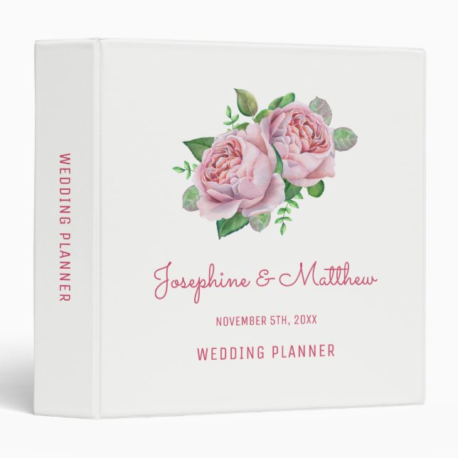Pink Rose Wedding Planner Binder (Front/Spine)