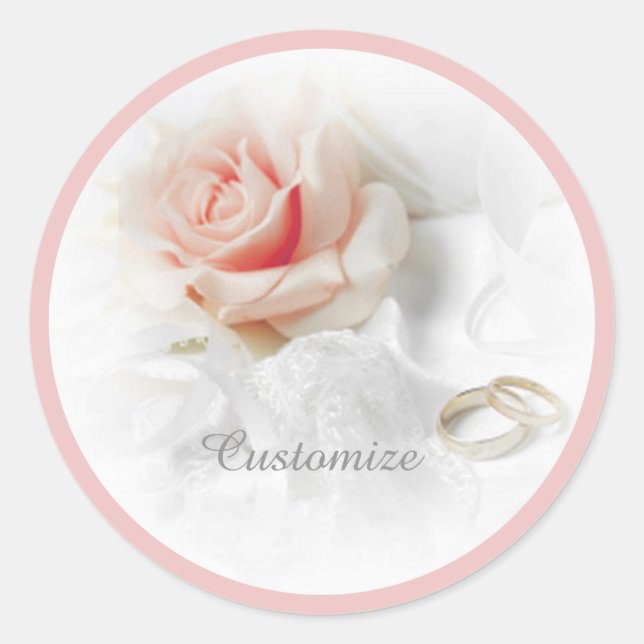 Pink Rose & Wedding Rings Stickers (Front)