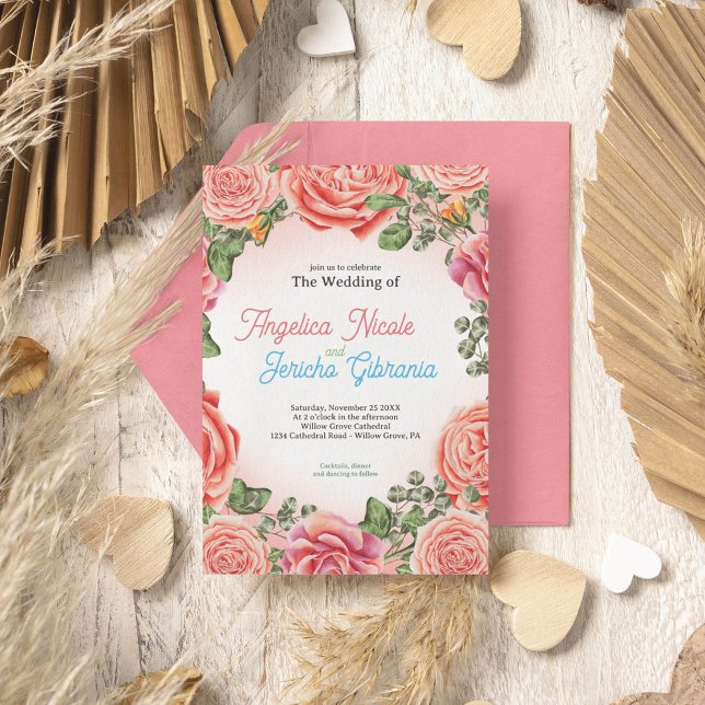 Pink Rose Wedding Theme Invitation (Creator Uploaded)