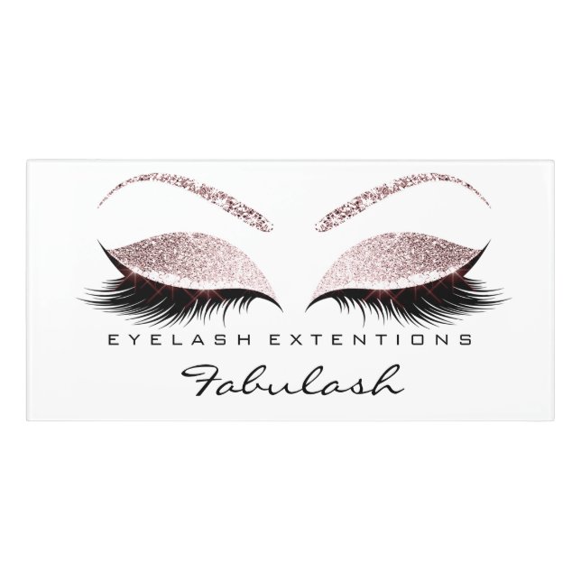 Pink Rose White Glitter Beauty Salon Lash Makeup Door Sign (Classic Front)