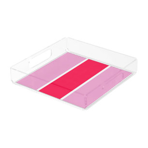 Pink rose white lines Acrylic Tray