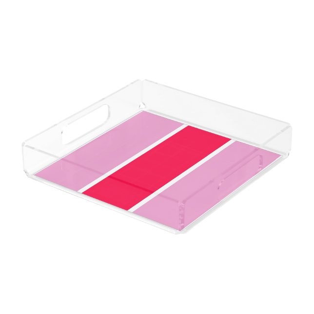 Pink rose white lines Acrylic Tray (Angled)