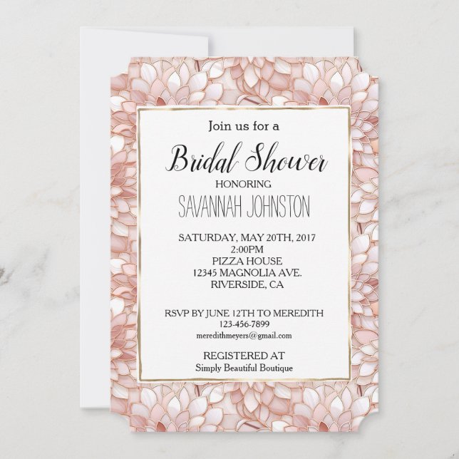 Pink Rose White Petals Flower Invitation (Front)
