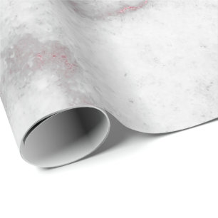 Pink Rose White Silver Gray Carrara Marble Stone Wrapping Paper
