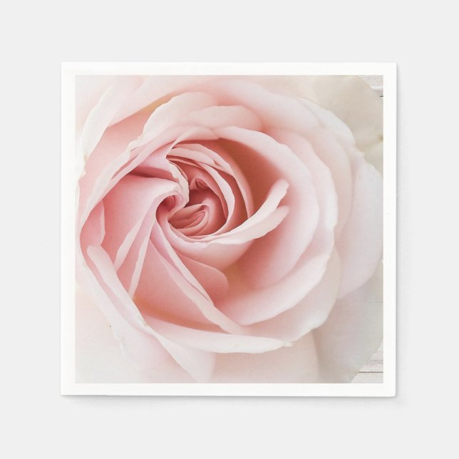 Pink Rose & White Wood Shabby Chic Bridal Shower Napkins (Front)