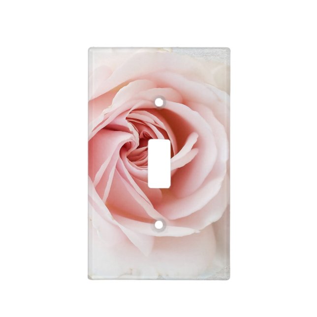 Pink Rose White Wood Shabby Chic Farmhouse Floral Light Switch Cover (Front)