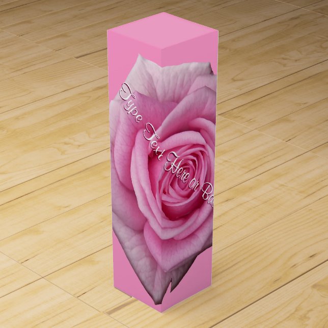 Pink Rose Wine Box Personalized Romantic Rose Box (Front)