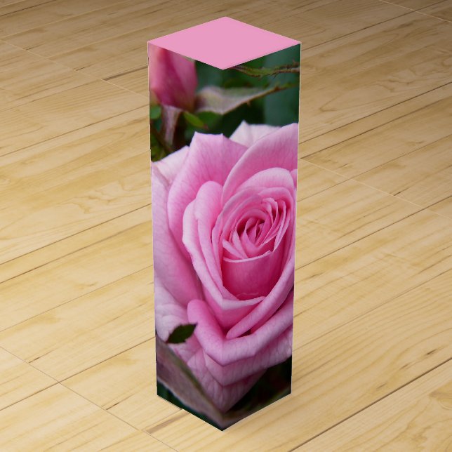 Pink Rose Wine Box Personalized Romantic Rose Box (Front)