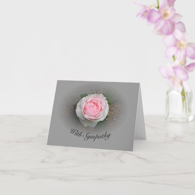 Pink Rose With Gray Vignette Card (Orchid)