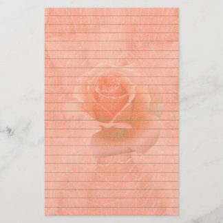 Pink Rose With Lines Stationery
