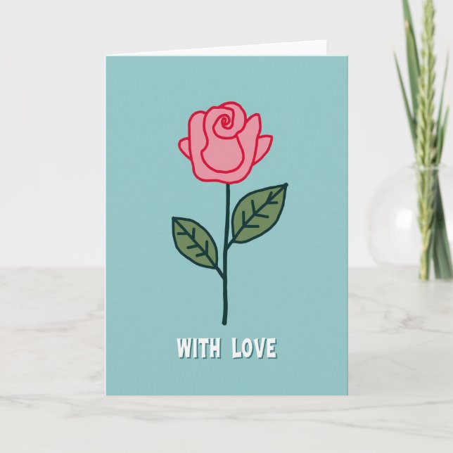 Pink Rose With Love Card (Front)