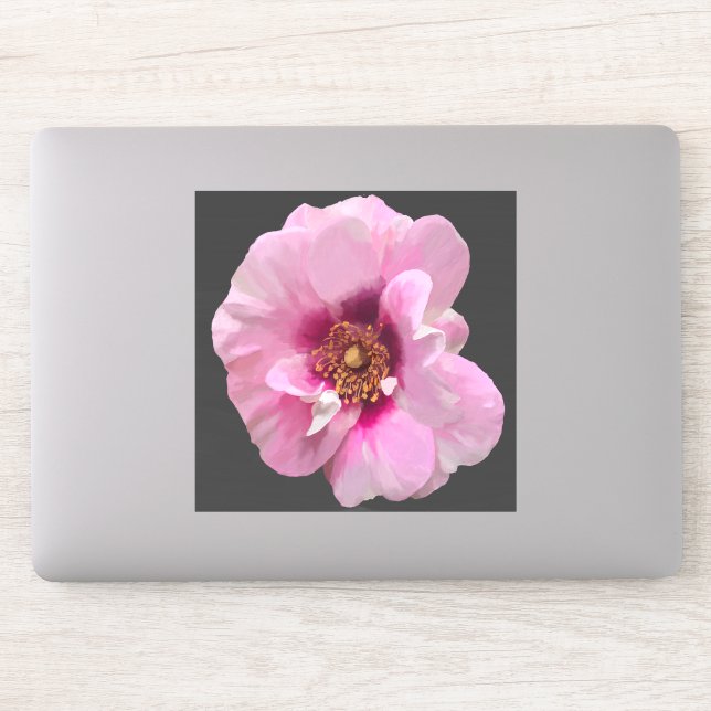 Pink rose with Purple Heart - oil painting Sticker (Computer)