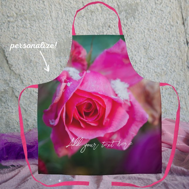 Pink rose with snowflakes apron (Creator Uploaded)