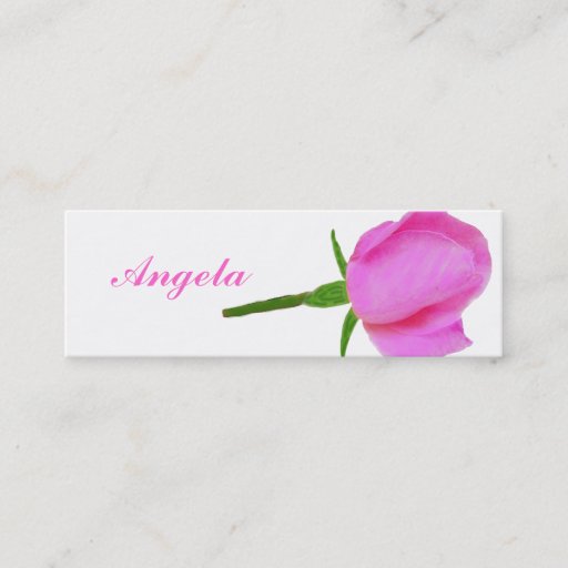 Customizable Pink Rose with Stem Mini Bookmarks Business Card Template